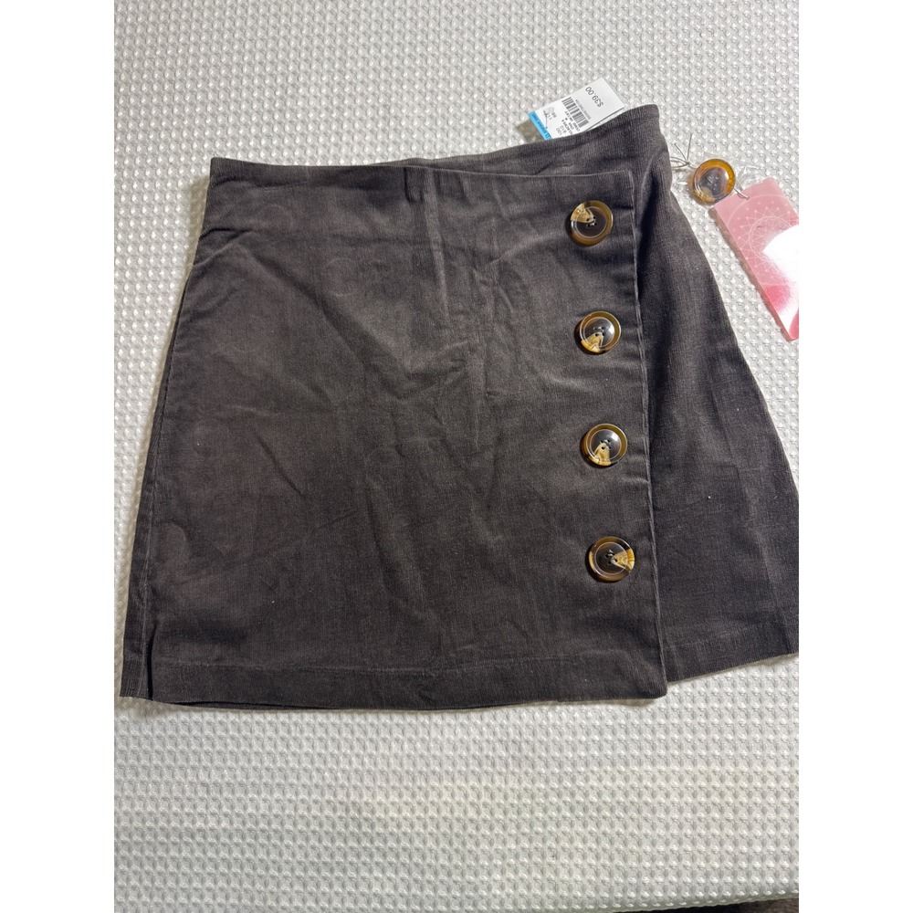 Fashion On Earth Skirt Women Medium H18C854 Charcoal Grey Corduroy NWT